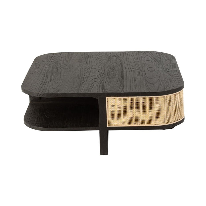 Table basse en bois exotique/rattan noir Molly | Designix -     - https://designix.fr