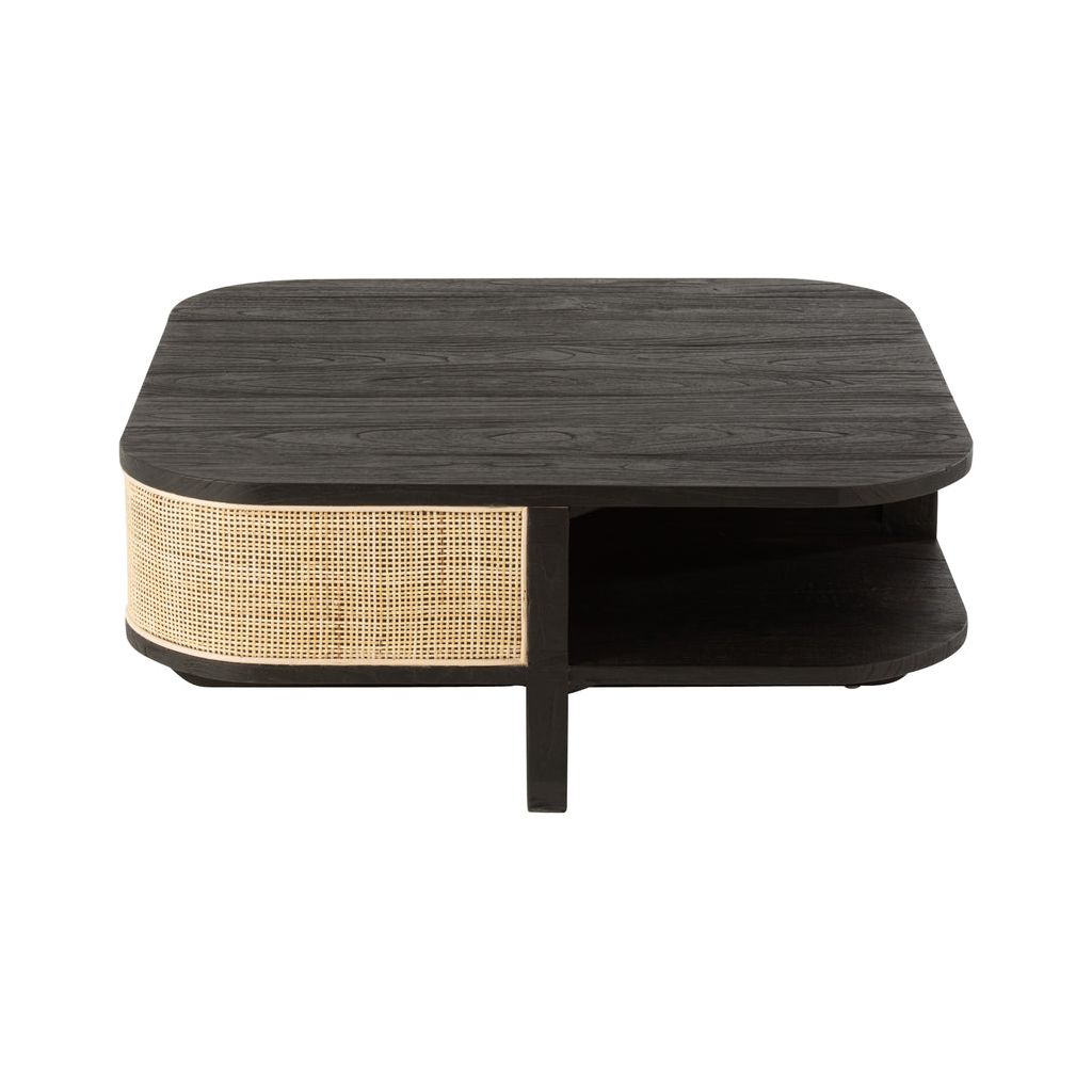 Table basse en bois exotique/rattan noir Molly | Designix -     - https://designix.fr