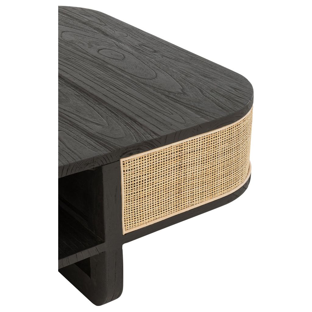 Table basse en bois exotique/rattan noir Molly | Designix -     - https://designix.fr