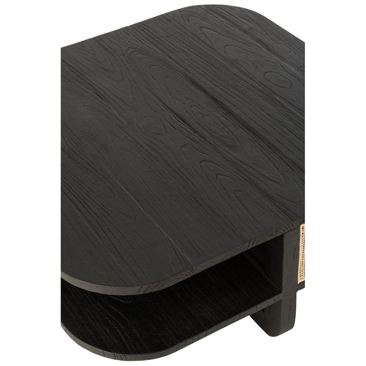 Table basse en bois exotique/rattan noir Molly | Designix -     - https://designix.fr