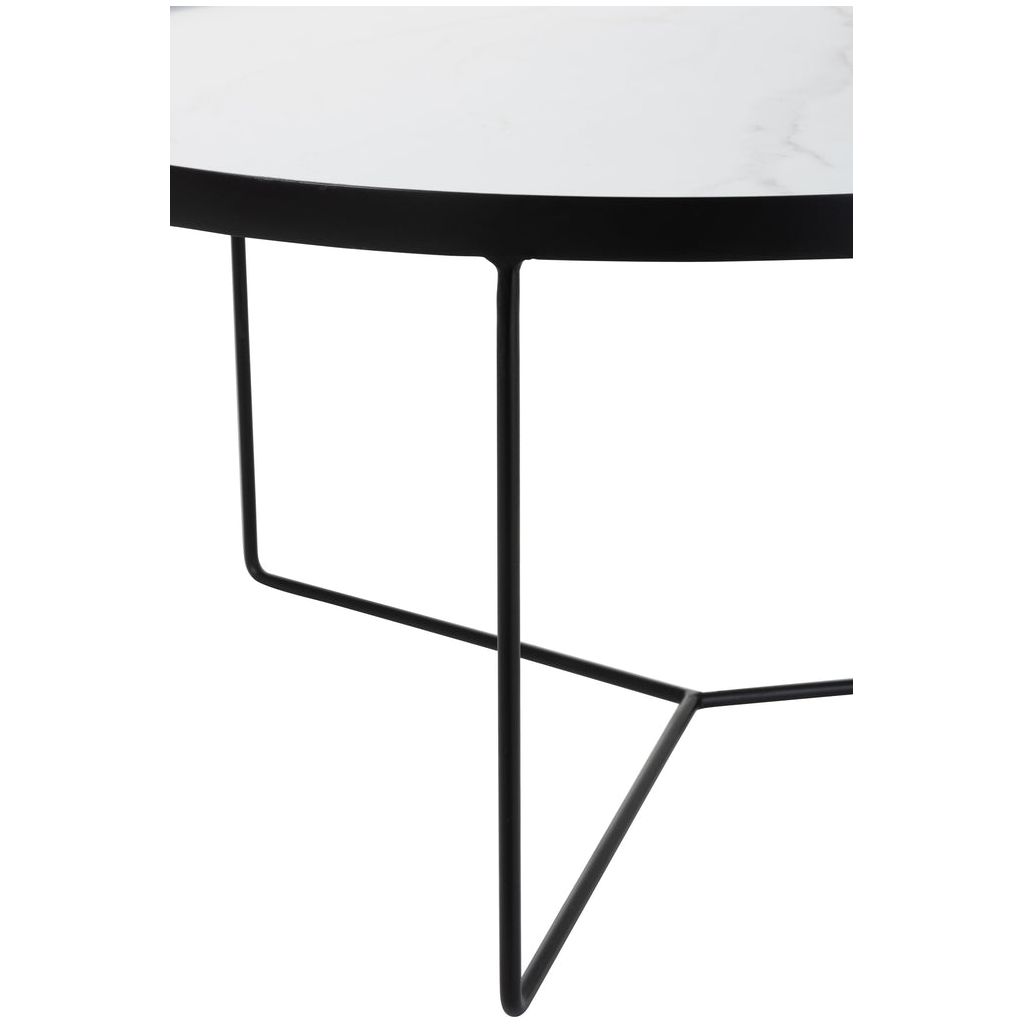 Table basse ronde en MDF/fer noir/blanc marbré | Designix -     - https://designix.fr