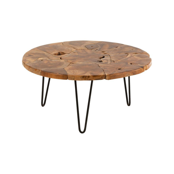 Table basse ronde en teck brun Samuel | Designix -     - https://designix.fr