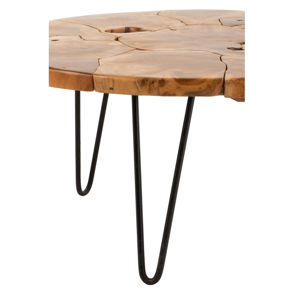 Table basse ronde en teck brun Samuel | Designix -     - https://designix.fr