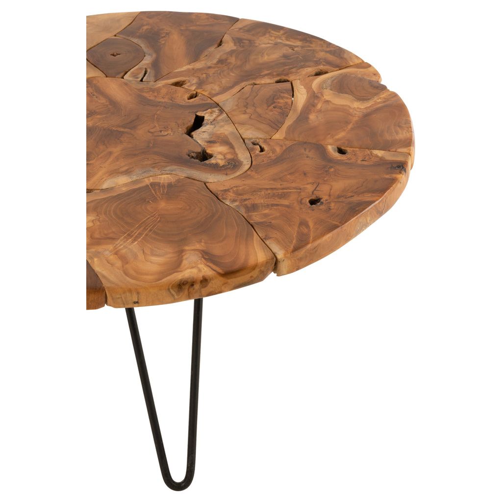 Table basse ronde en teck brun Samuel | Designix -     - https://designix.fr