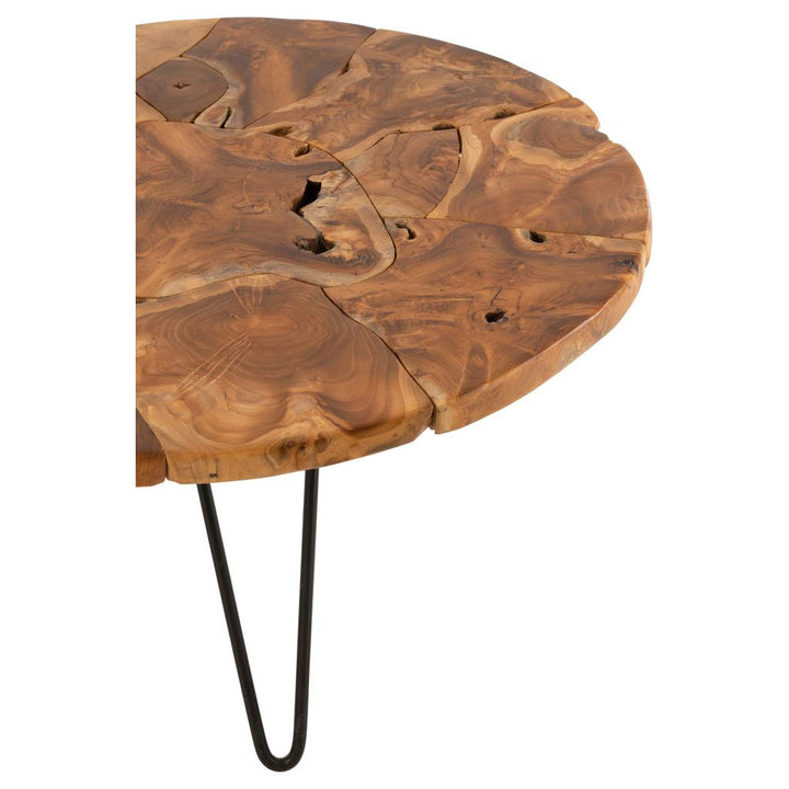 Table basse ronde en teck brun Samuel | Designix -     - https://designix.fr