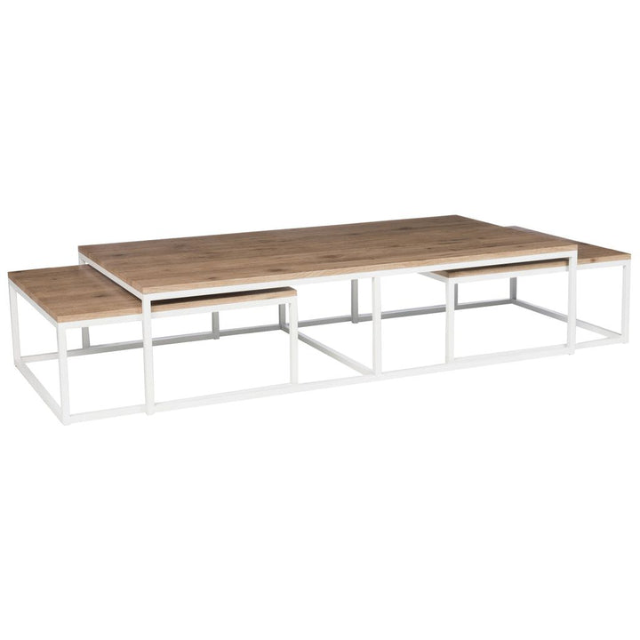 Table basse 3 parties rectangulaire en bois et métal naturel/blanc | Designix -     - https://designix.fr