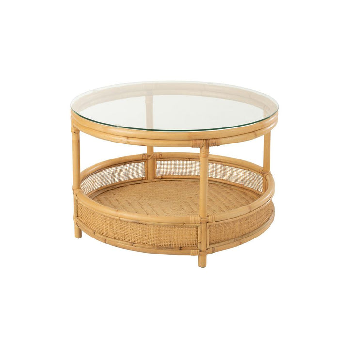 Table basse en rotin Jovelyne + verre naturel | Designix -     - https://designix.fr