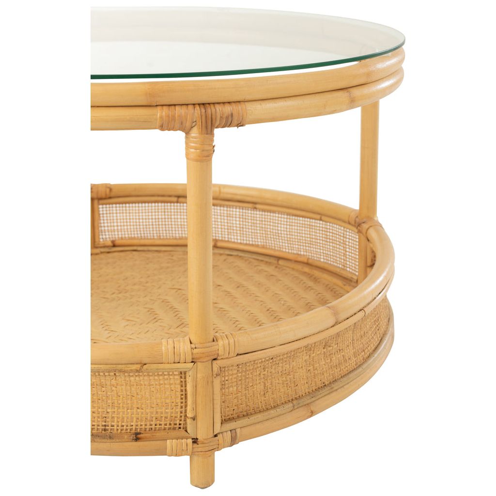 Table basse en rotin Jovelyne + verre naturel | Designix -     - https://designix.fr