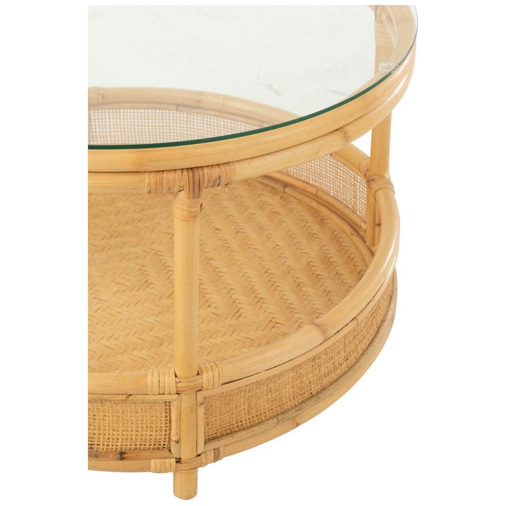 Table basse en rotin Jovelyne + verre naturel | Designix -     - https://designix.fr