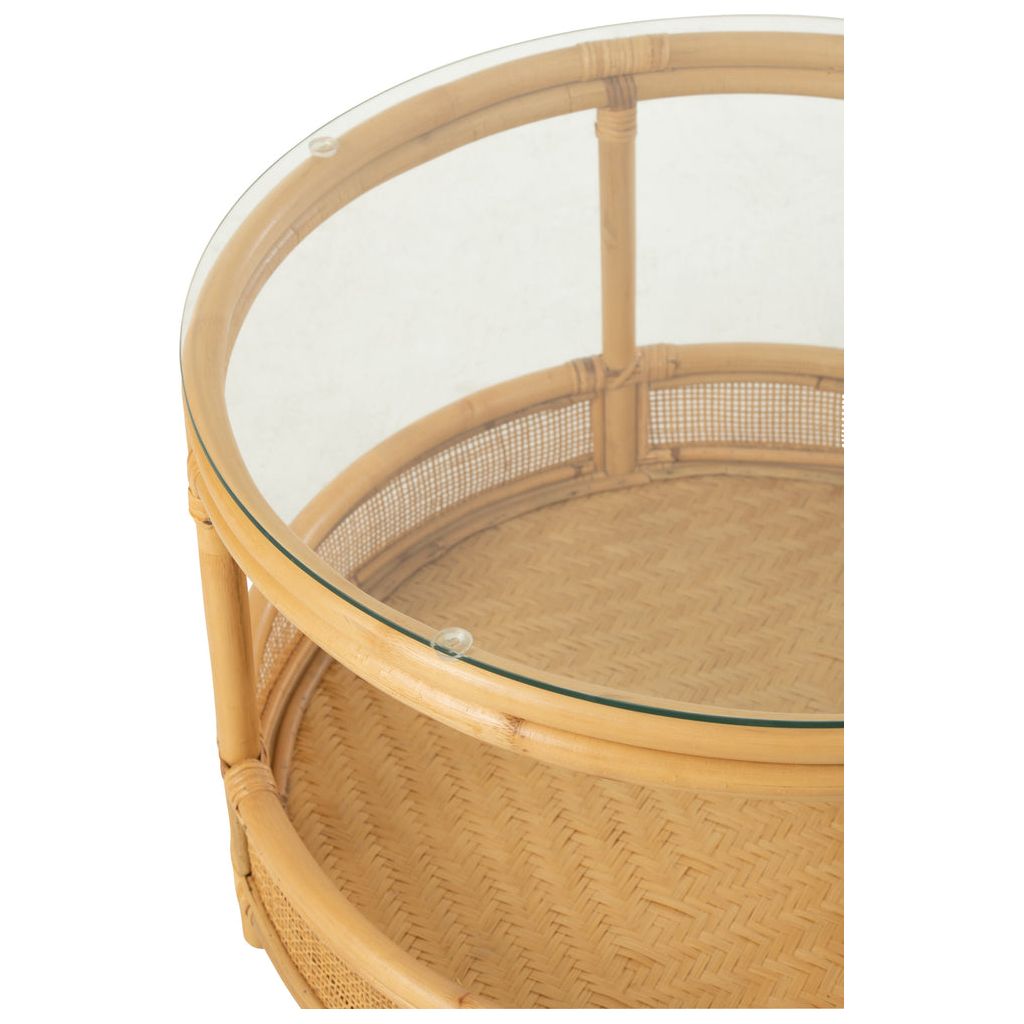 Table basse en rotin Jovelyne + verre naturel | Designix -     - https://designix.fr