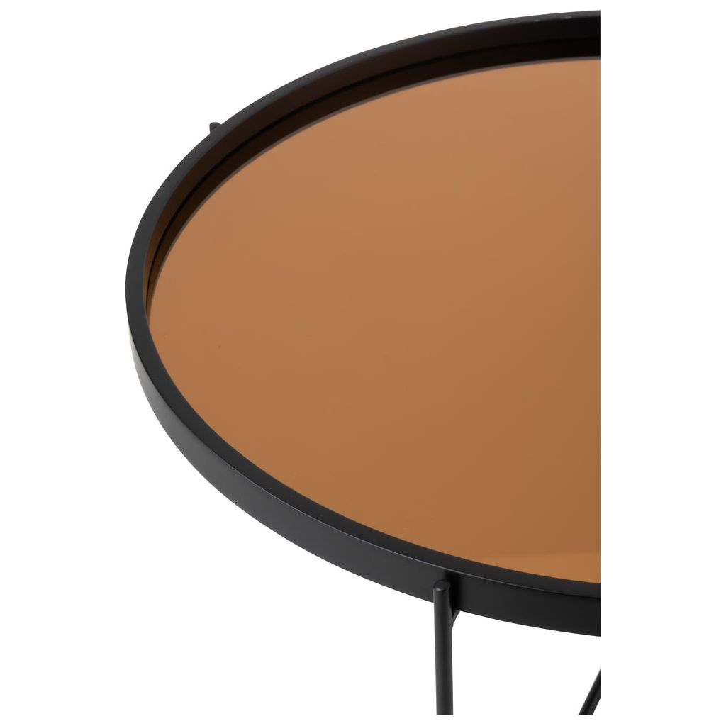 Table basse miroir ronde en MDF/fer noir/rose brillant de grande taille | Designix -     - https://designix.fr