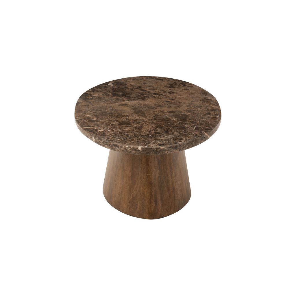 Table basse ovale en marbre/bois de manguier marron | Designix -     - https://designix.fr