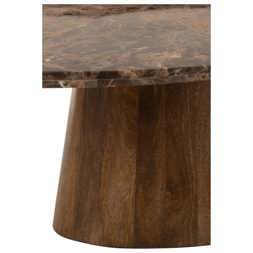 Table basse ovale en marbre/bois de manguier marron | Designix -     - https://designix.fr