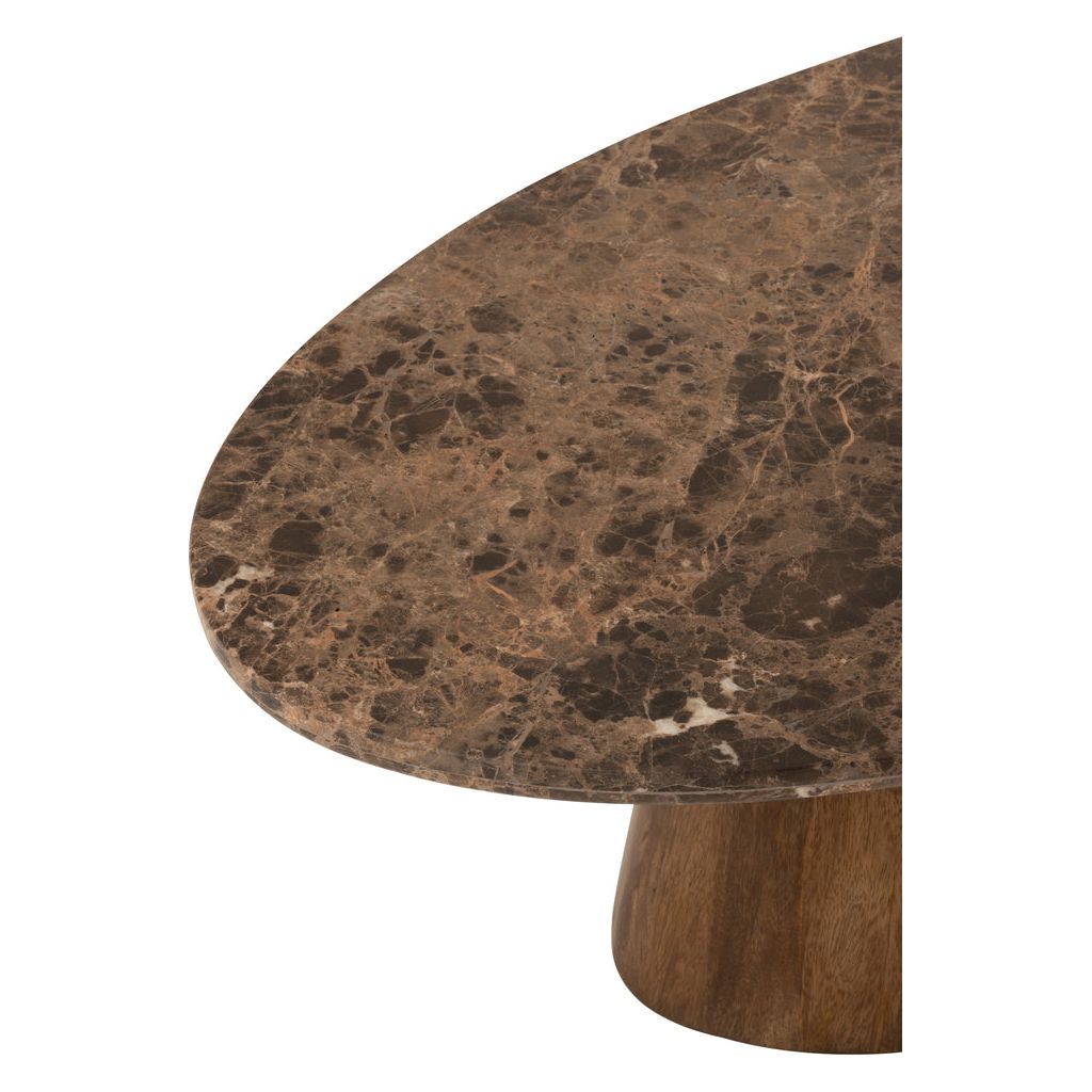 Table basse ovale en marbre/bois de manguier marron | Designix -     - https://designix.fr