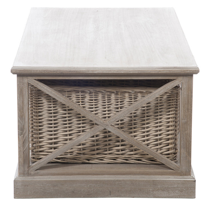 Table basse Rh 2 étagère/panier en bois gris W | Designix -     - https://designix.fr