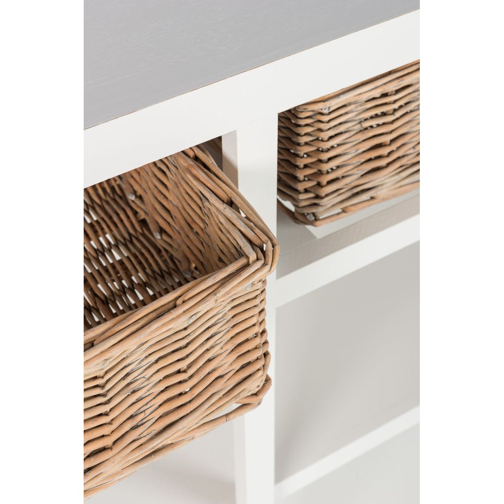 Commode Bois Blanc Avec Paniers - Designix