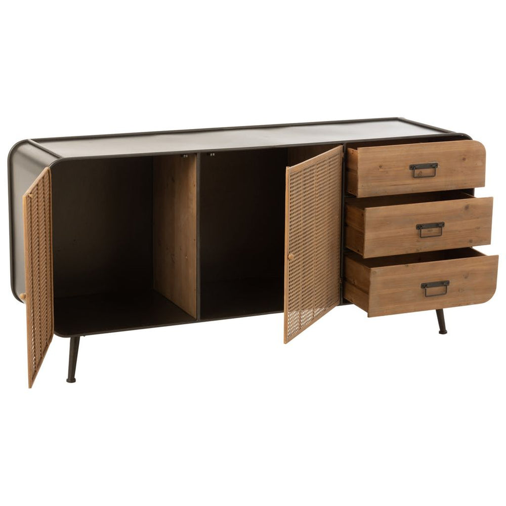 Commode Métal Bois Noir Naturel - Designix