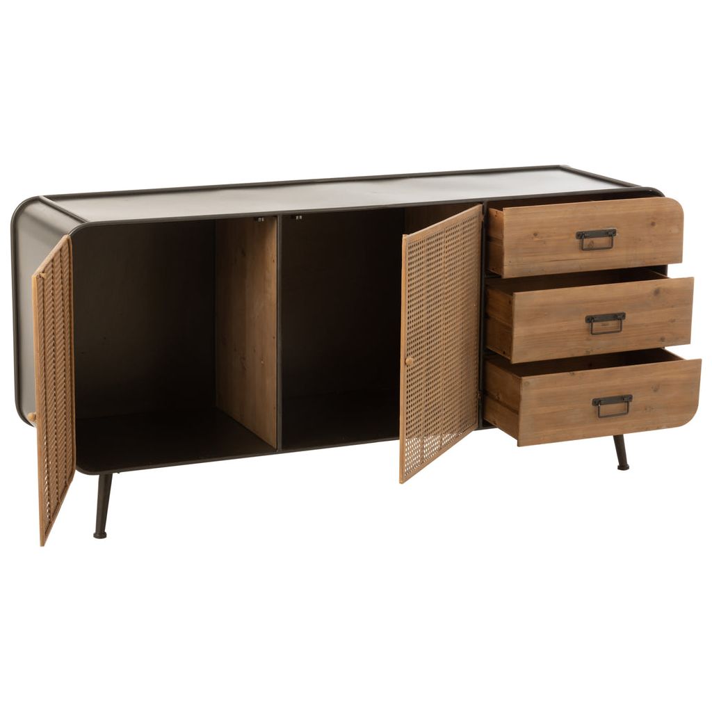 Commode Métal Bois Noir Naturel - Designix