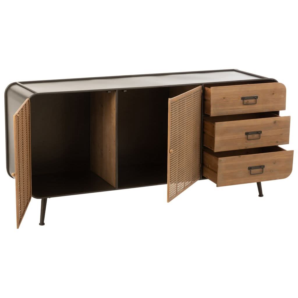 Commode Métal Bois Noir Naturel