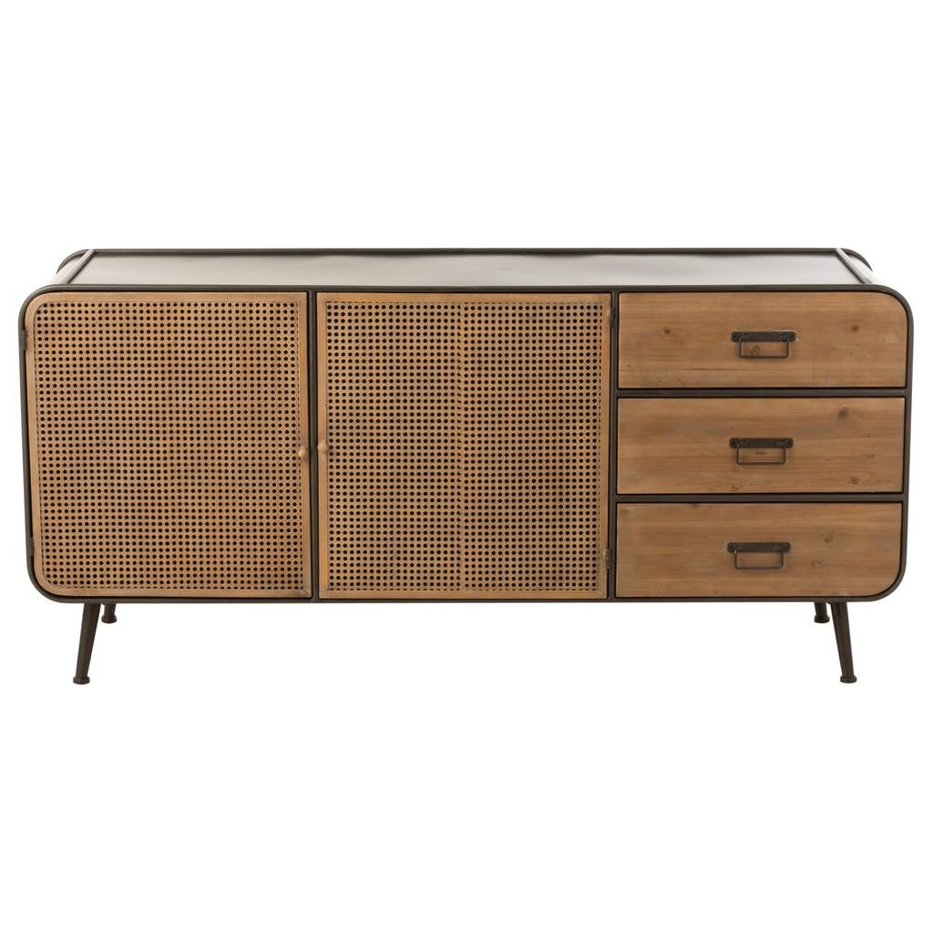 Commode Métal Bois Noir Naturel - Designix