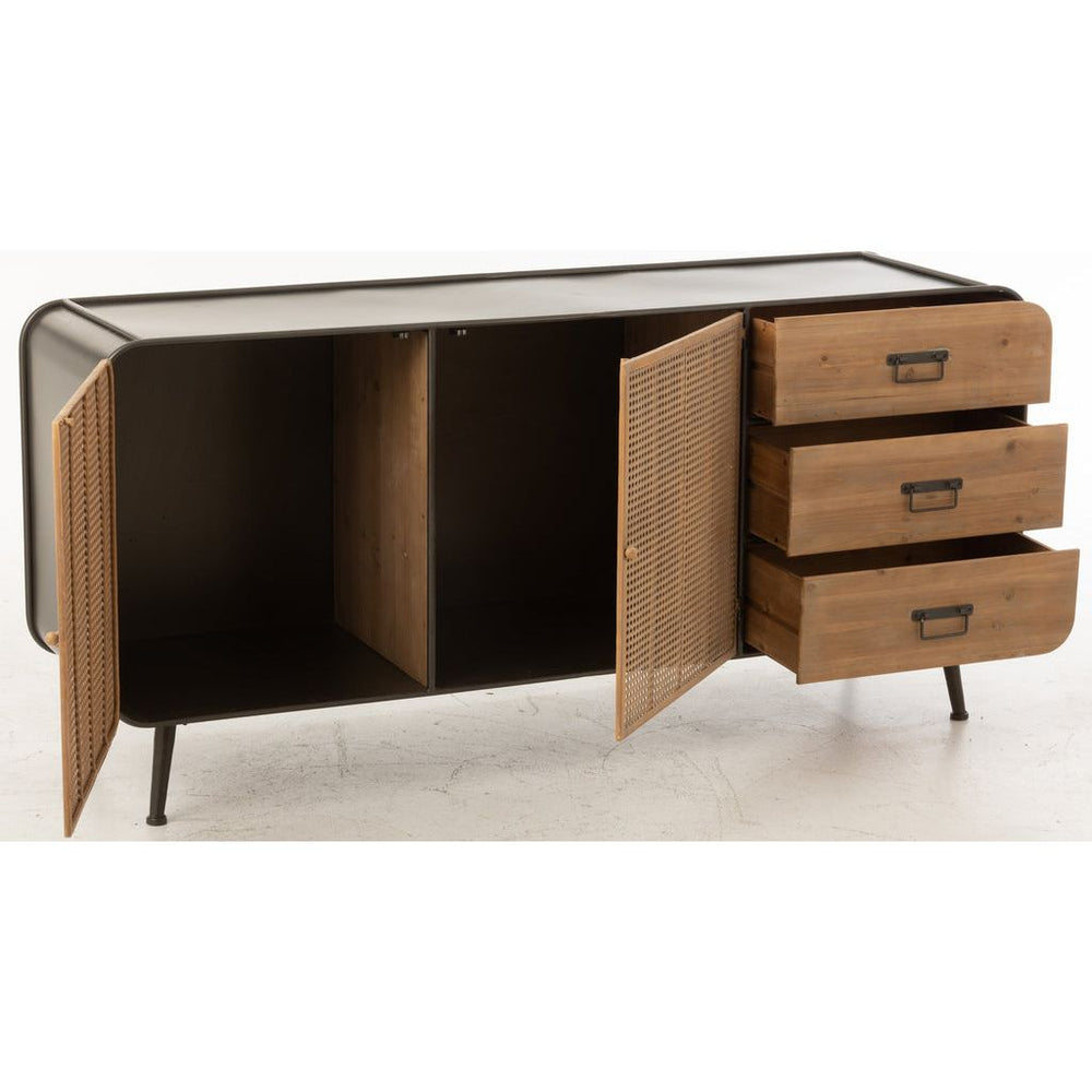 Commode Métal Bois Noir Naturel - Designix