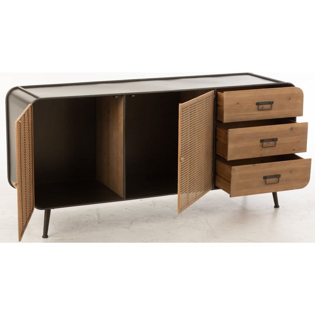 Commode Métal Bois Noir Naturel