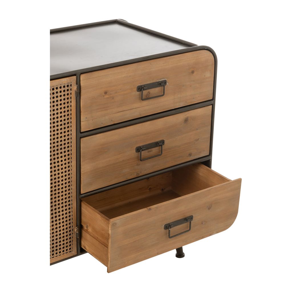 Commode Métal Bois Noir Naturel - Designix