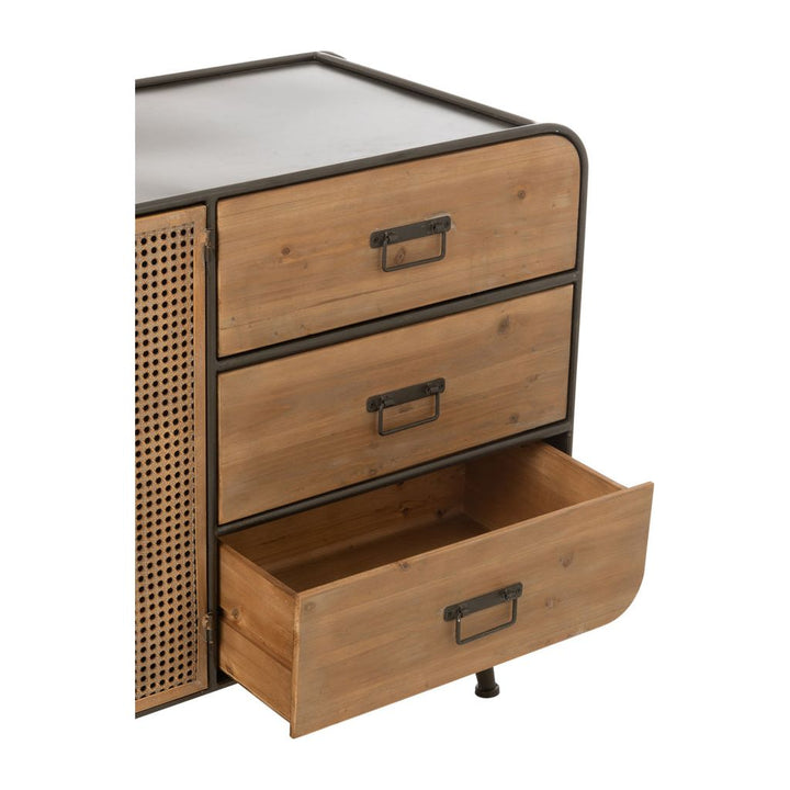 Commode Métal Bois Noir Naturel - Designix