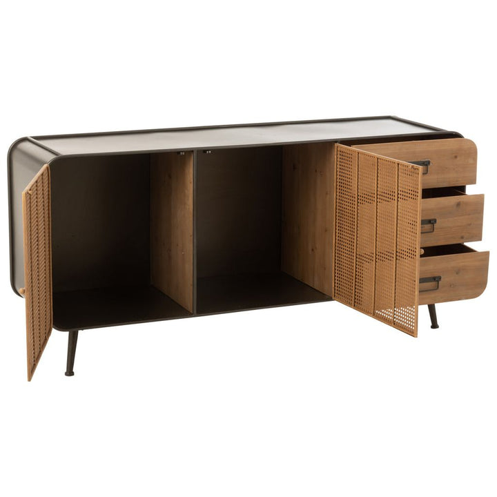 Commode Métal Bois Noir Naturel - Designix