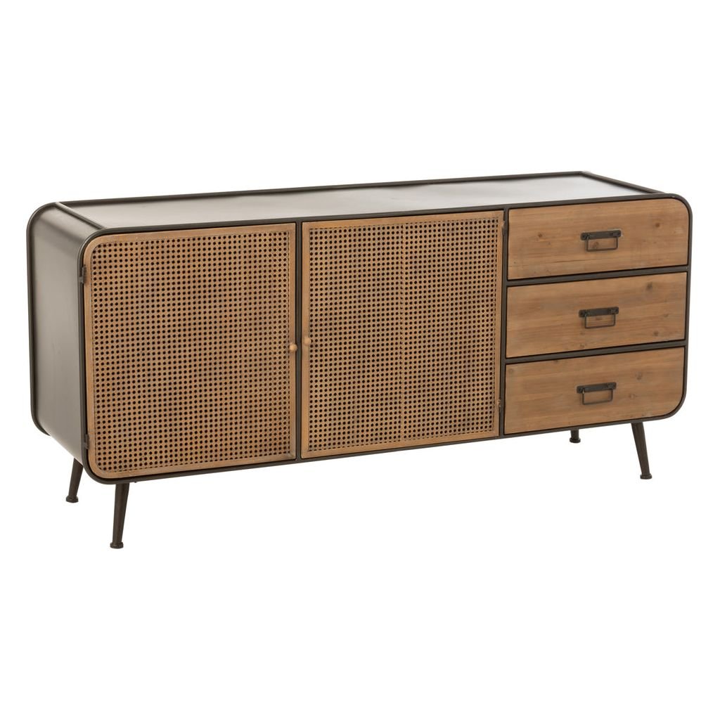 Commode Métal Bois Noir Naturel - Designix