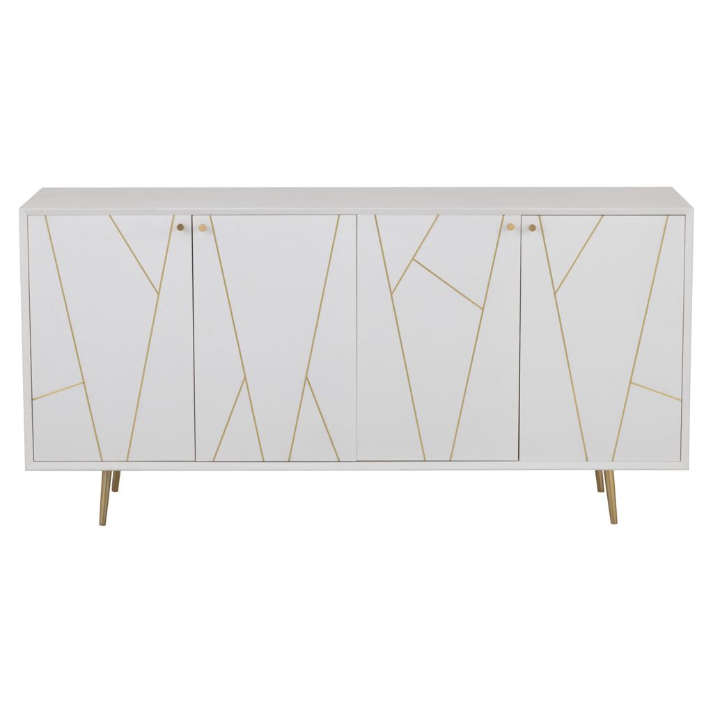 Commode Moderne Bois Métal Blanc - Designix