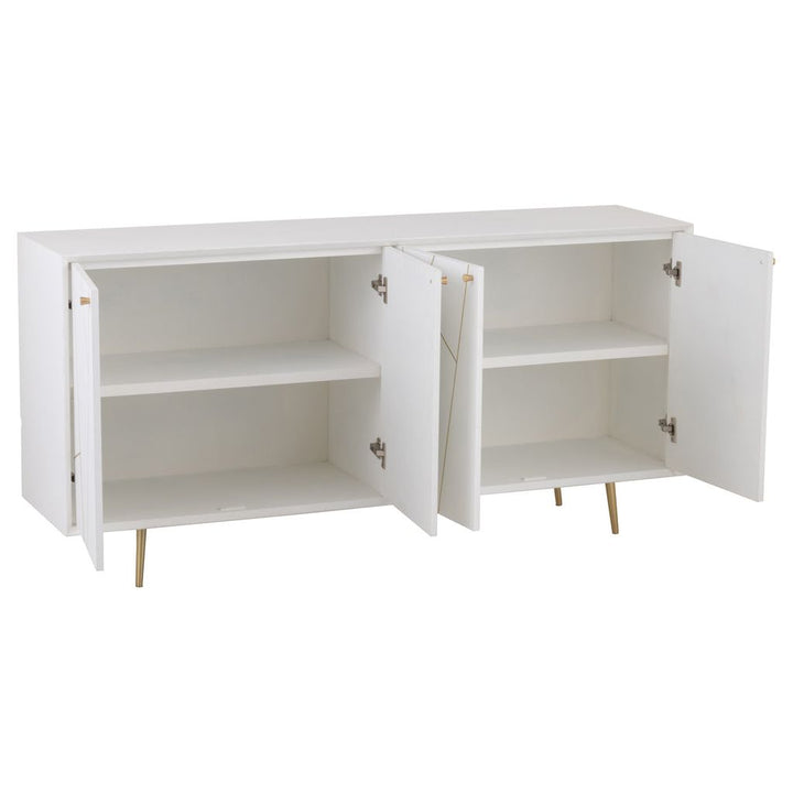 Commode Moderne Bois Métal Blanc - Designix