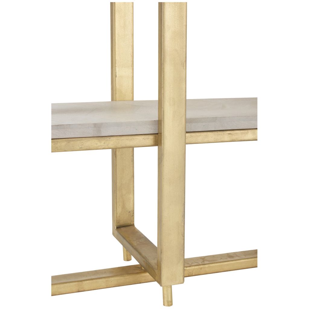 Console Dyca 2 étagères en bois de manguier/fer blanc/or | Designix -     - https://designix.fr