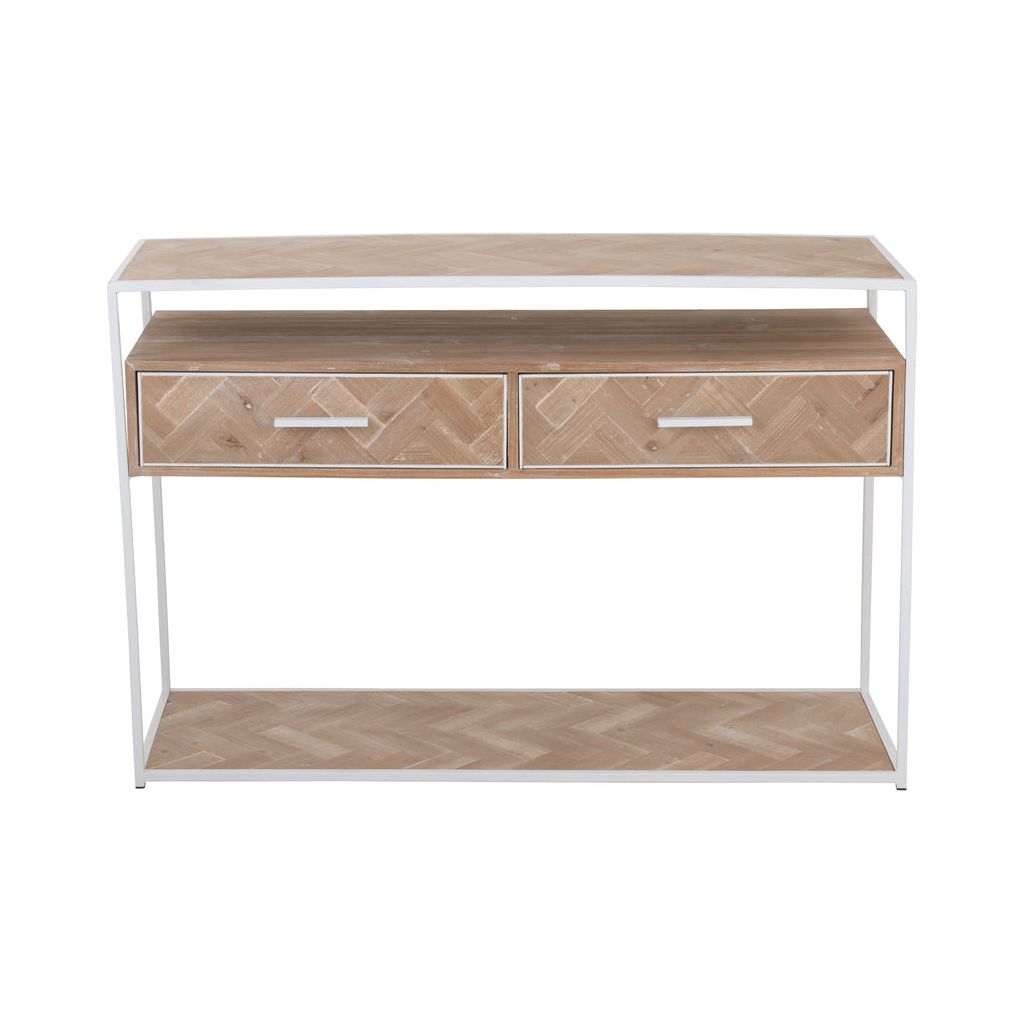 Console Zigzag 2 tiroirs Bois/Métal Naturel/Blanc | Designix -     - https://designix.fr