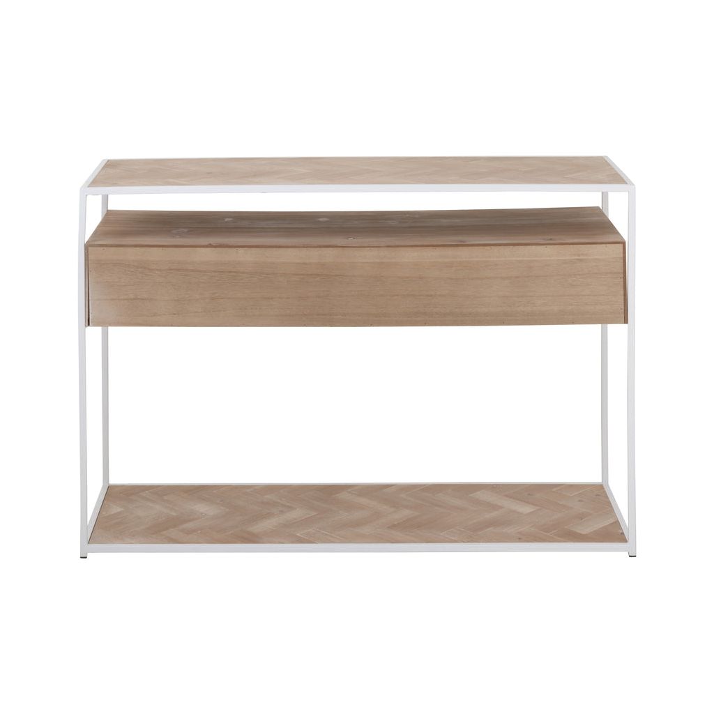 Console Zigzag 2 tiroirs Bois/Métal Naturel/Blanc | Designix -     - https://designix.fr