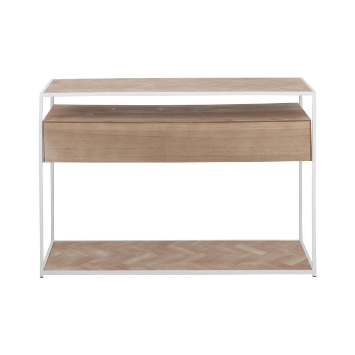 Console Zigzag 2 tiroirs Bois/Métal Naturel/Blanc | Designix -     - https://designix.fr