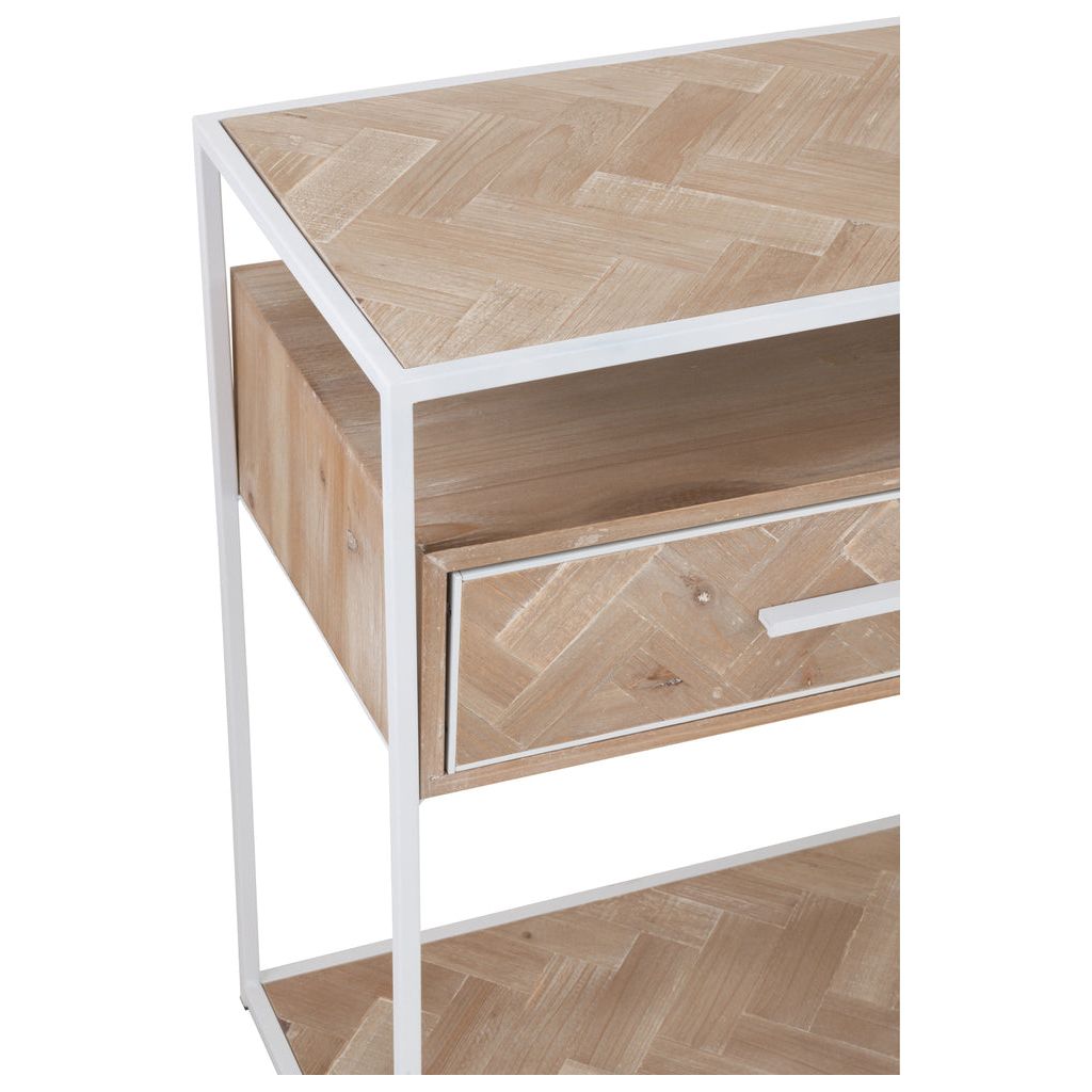 Console Zigzag 2 tiroirs Bois/Métal Naturel/Blanc | Designix -     - https://designix.fr