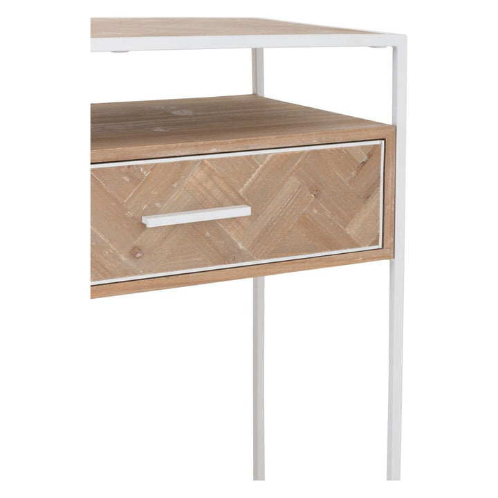 Console Zigzag 2 tiroirs Bois/Métal Naturel/Blanc | Designix -     - https://designix.fr