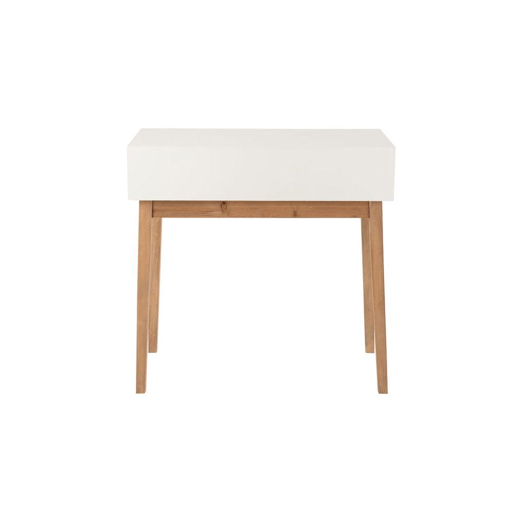 Console 2 tiroirs Feuille en bois MDF Blanc/Naturel | Designix -     - https://designix.fr