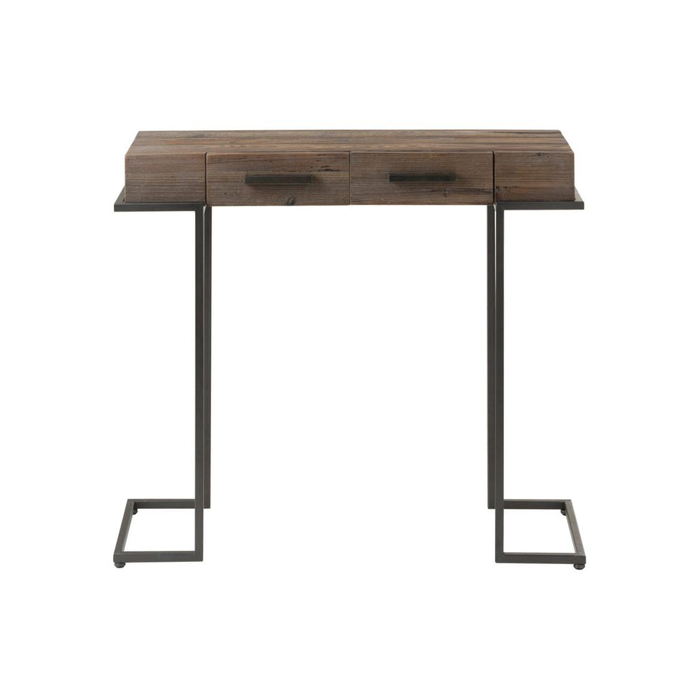 Console 2 tiroirs bois/métal marron | Designix -     - https://designix.fr