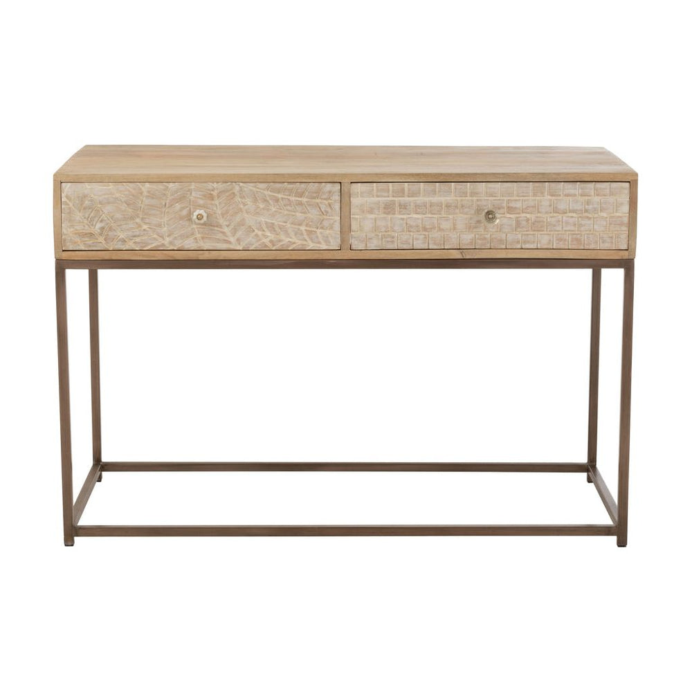 Console 2 tiroirs Motifs Bois Beige | Designix -     - https://designix.fr