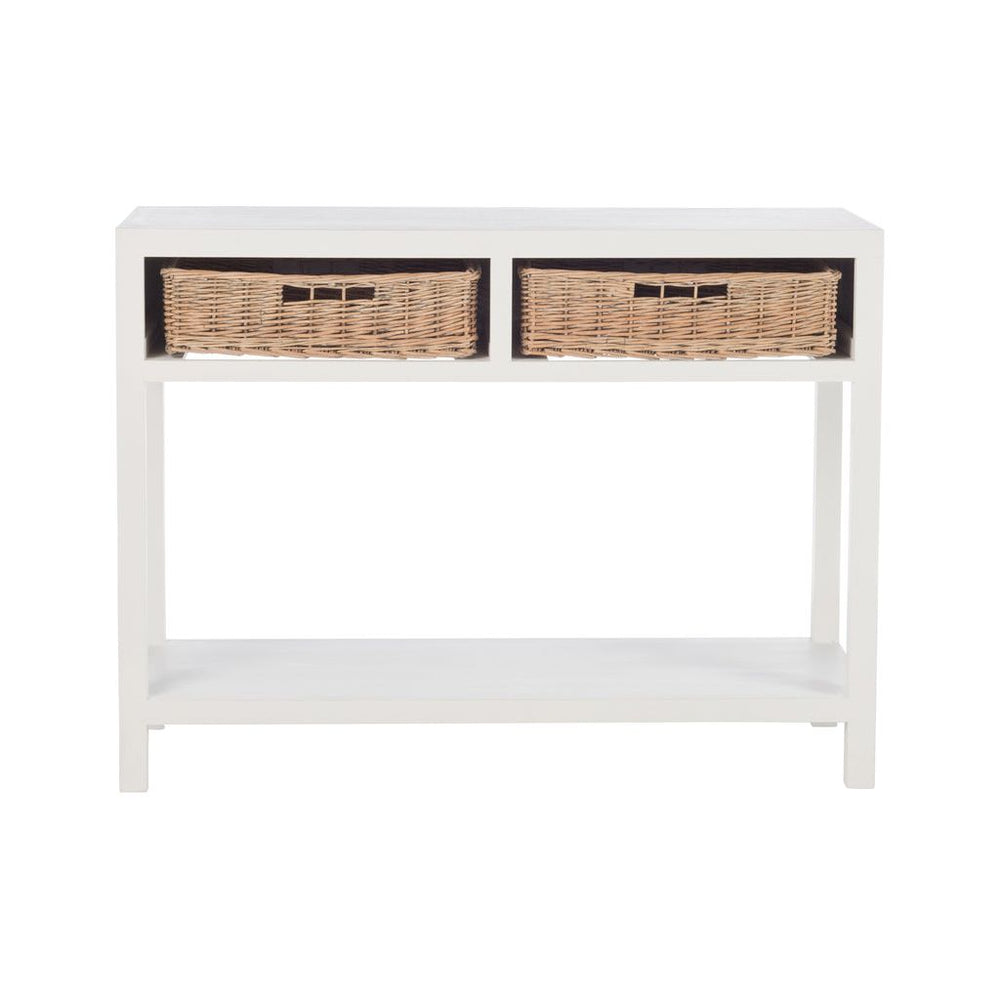 Console + 2 Paniers en Bois Blanc | Designix -     - https://designix.fr