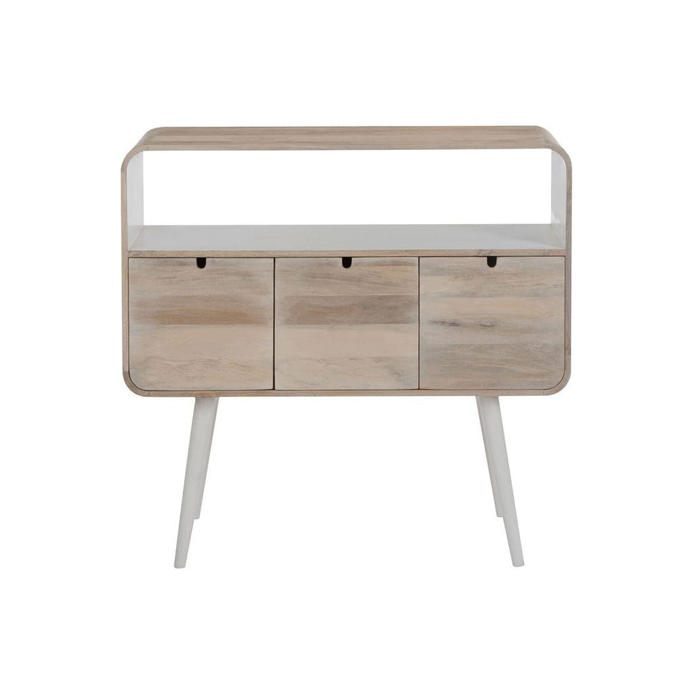 Console 3 tiroirs en bois vintage naturel/blanc 105X35x100cm | Designix -     - https://designix.fr