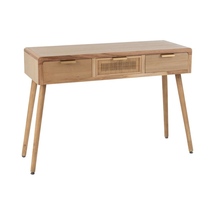 Console 3 tiroirs en bois/rotin naturel | Designix -     - https://designix.fr