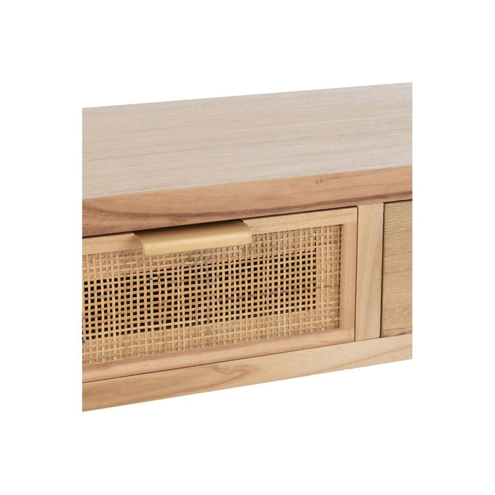 Console 3 tiroirs en bois/rotin naturel | Designix -     - https://designix.fr