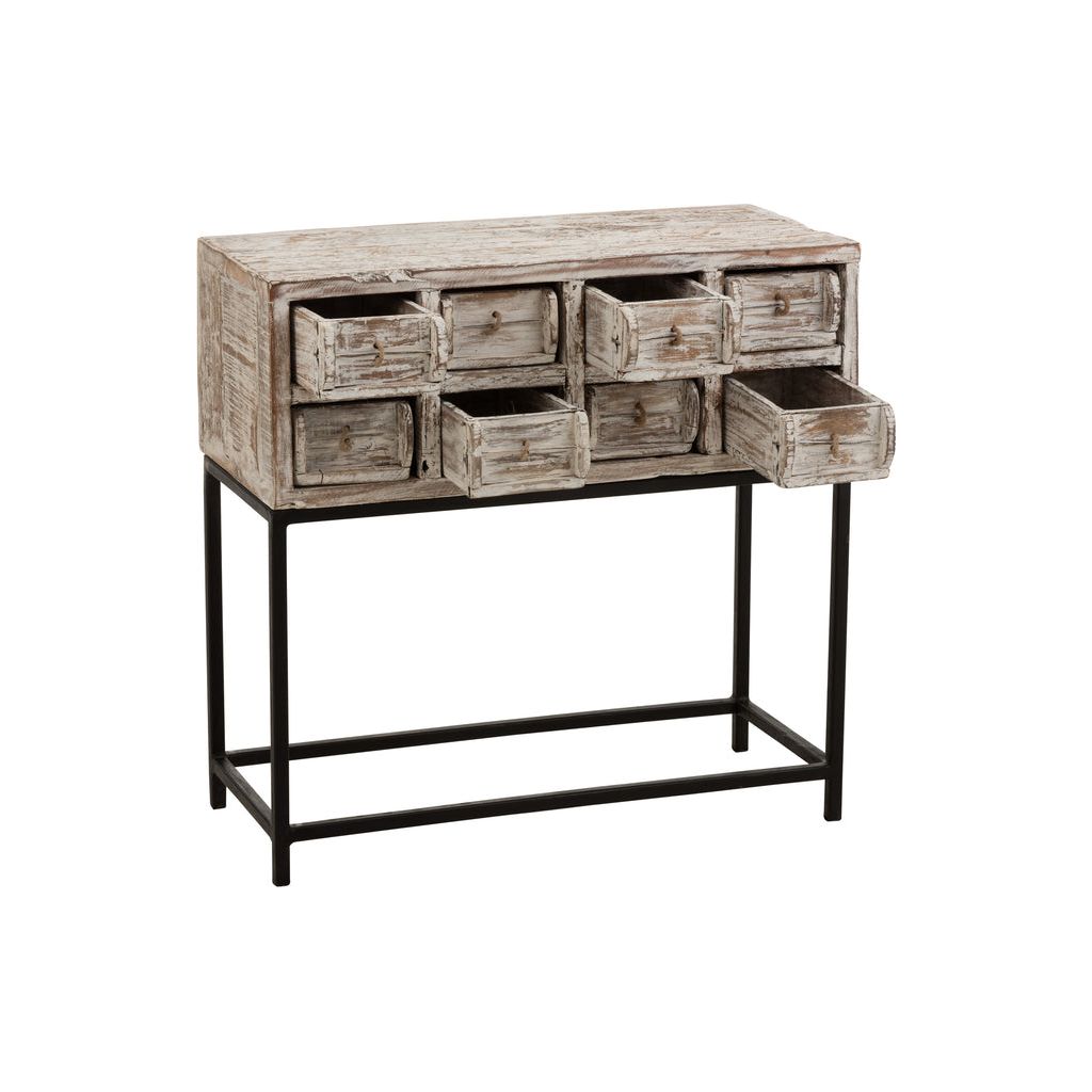 Console 8 tiroirs en bois recyclé blanchi | Designix -     - https://designix.fr