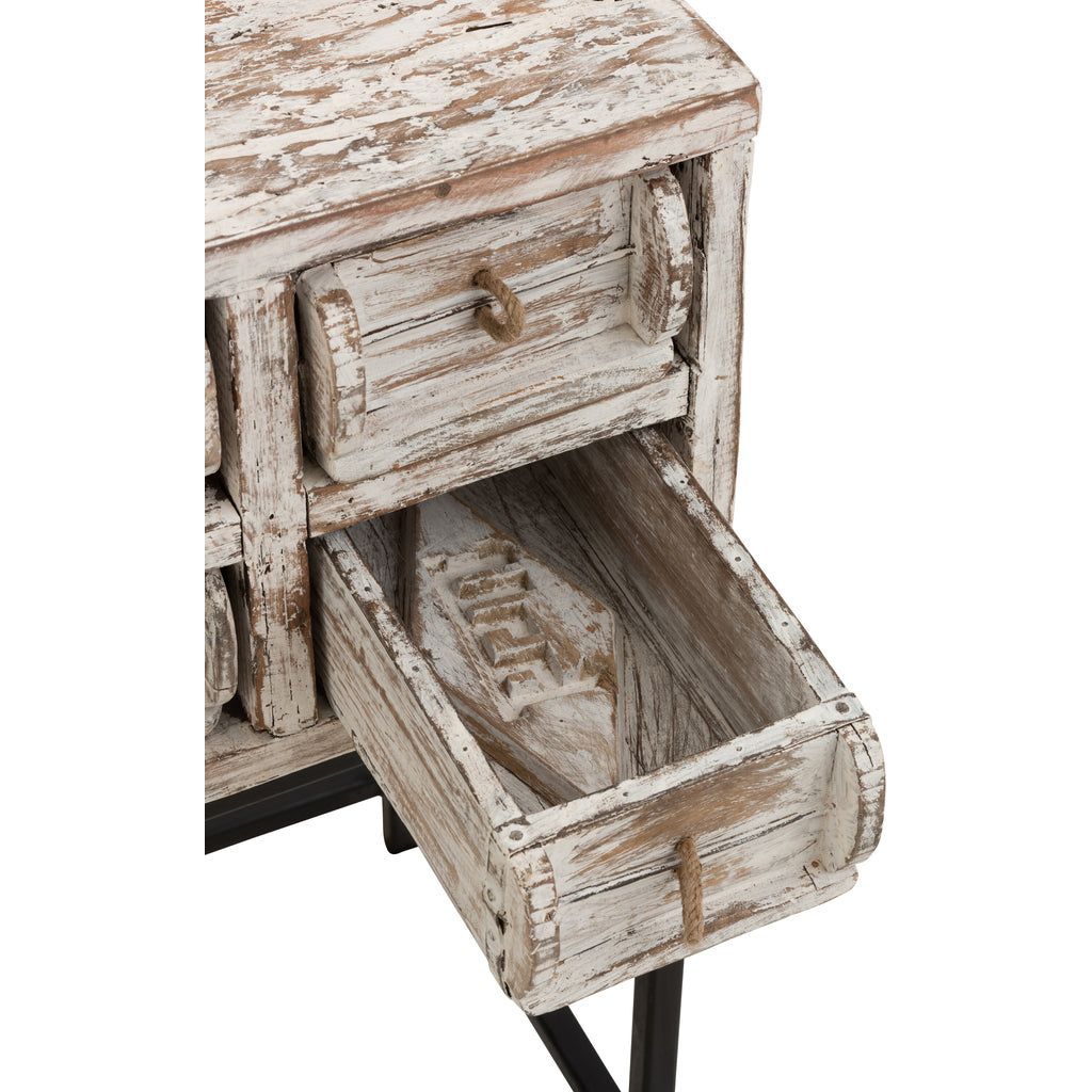 Console 8 tiroirs en bois recyclé blanchi | Designix -     - https://designix.fr