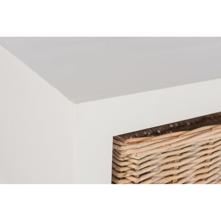Console Avec Paniers Bois Blanc - Designix