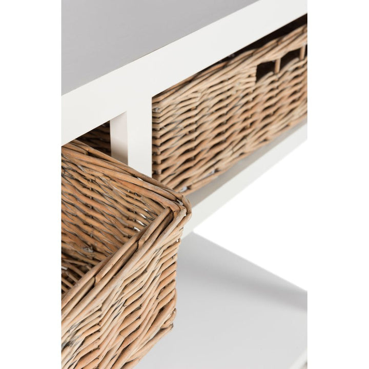 Console Avec Paniers Bois Blanc - Designix