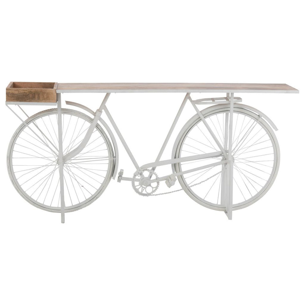 Console Vélo Métal/Bois de Mangue Blanc/Naturel | Designix -     - https://designix.fr